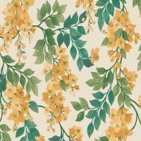 Bougainvillea Wallpaper - Marigold, Leaf Green and Emerald/Parchment